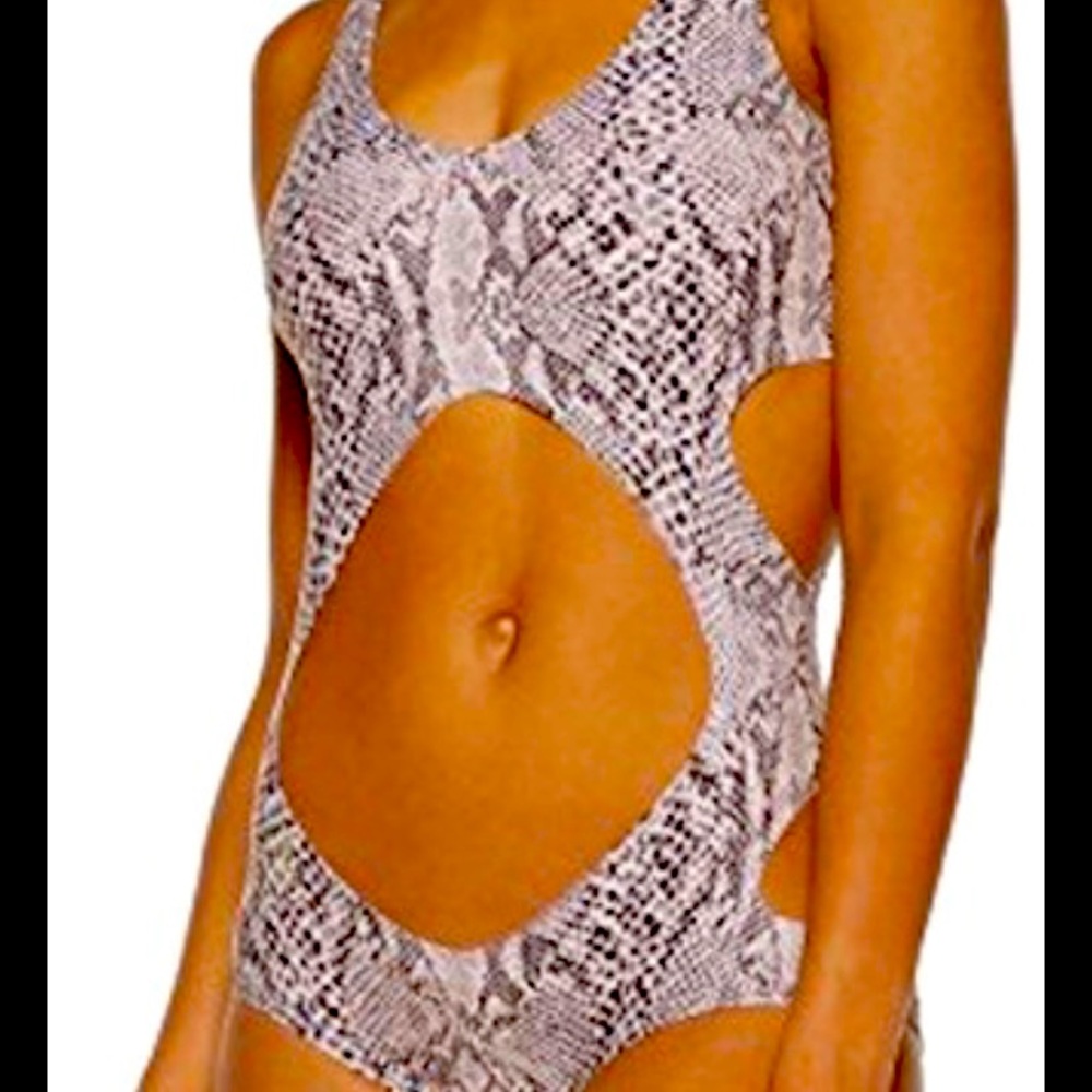 Norma Kamali Cut Out Monokini M snake